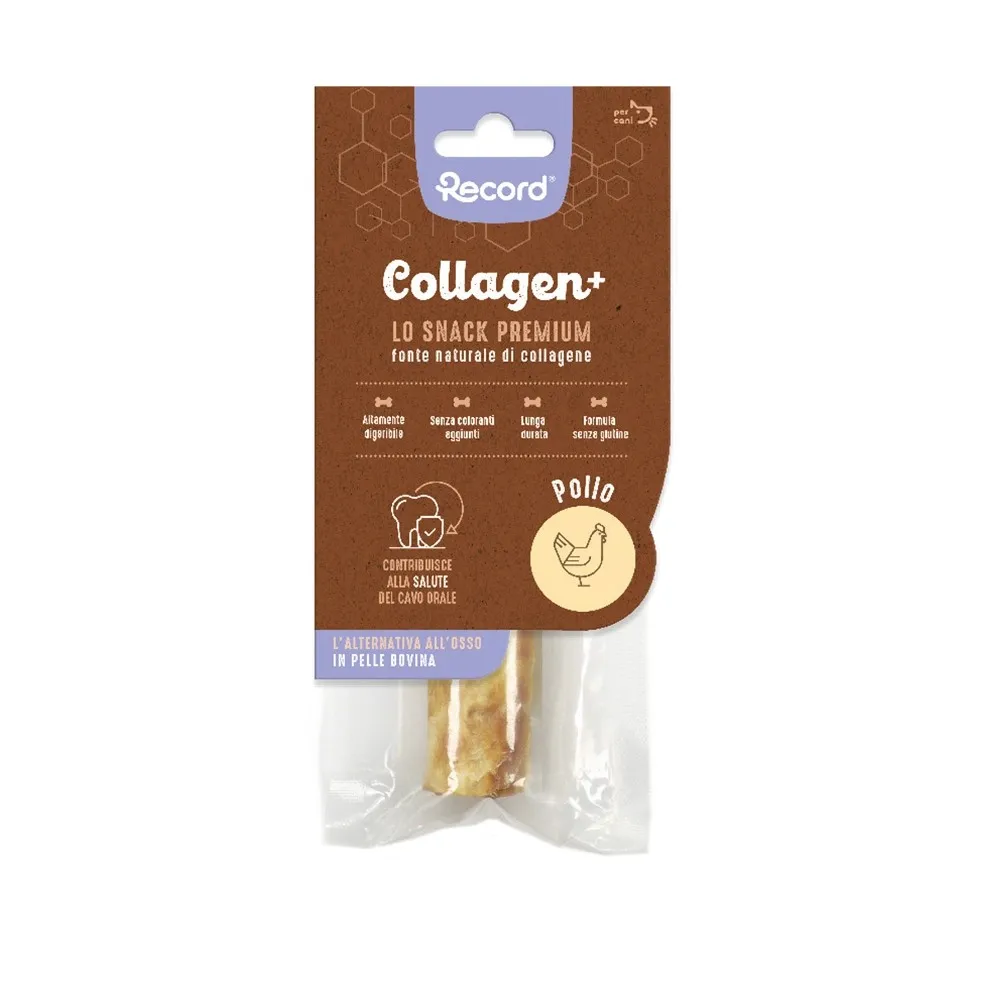 Snack per cani Record tronchetto gusto pollo Collagen+ 50 gr