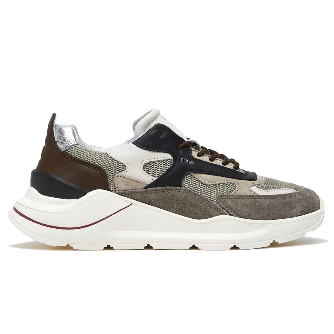 Sneaker D.A.T.E. Fuga grigia, marrone e blu in camoscio e tessuto