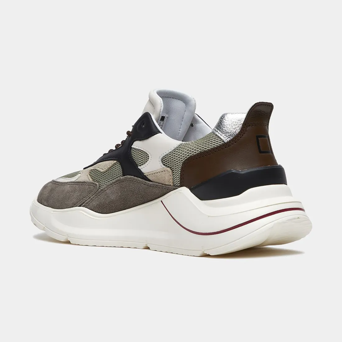 Sneaker D.A.T.E. Fuga grigia, marrone e blu in camoscio e tessuto