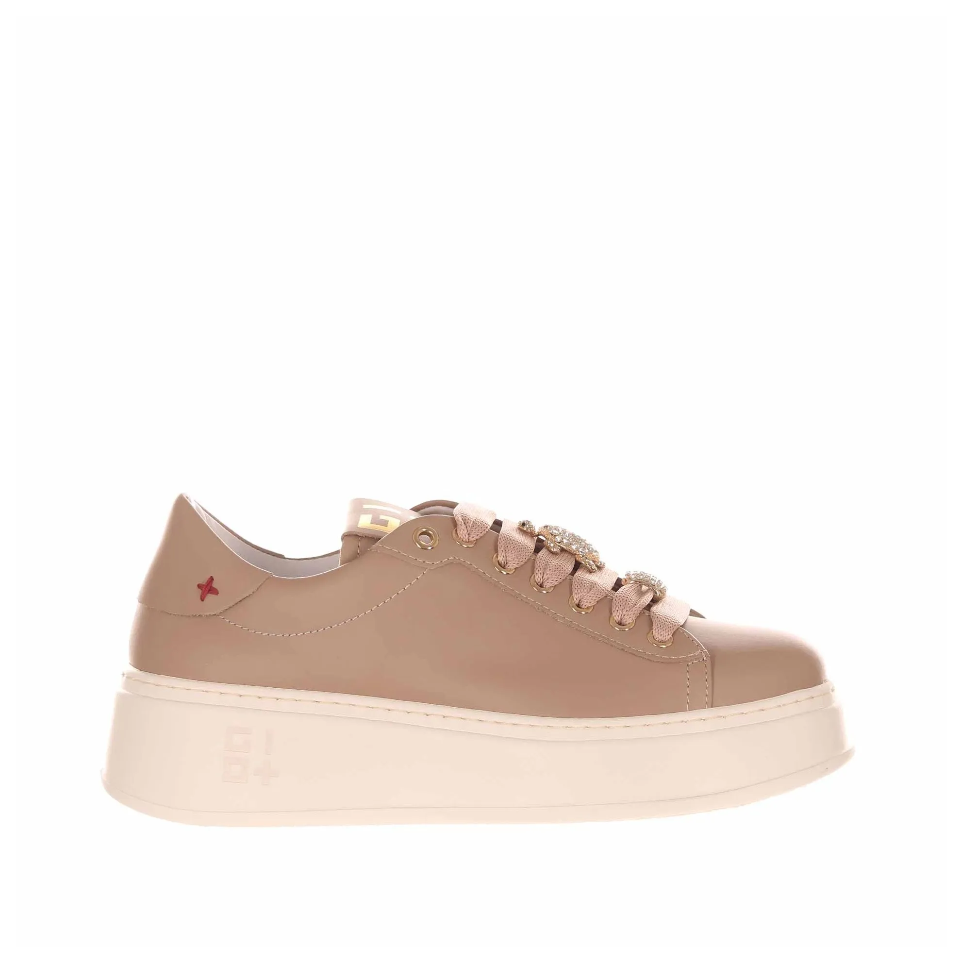Sneaker in pelle con accessorio gioiello
