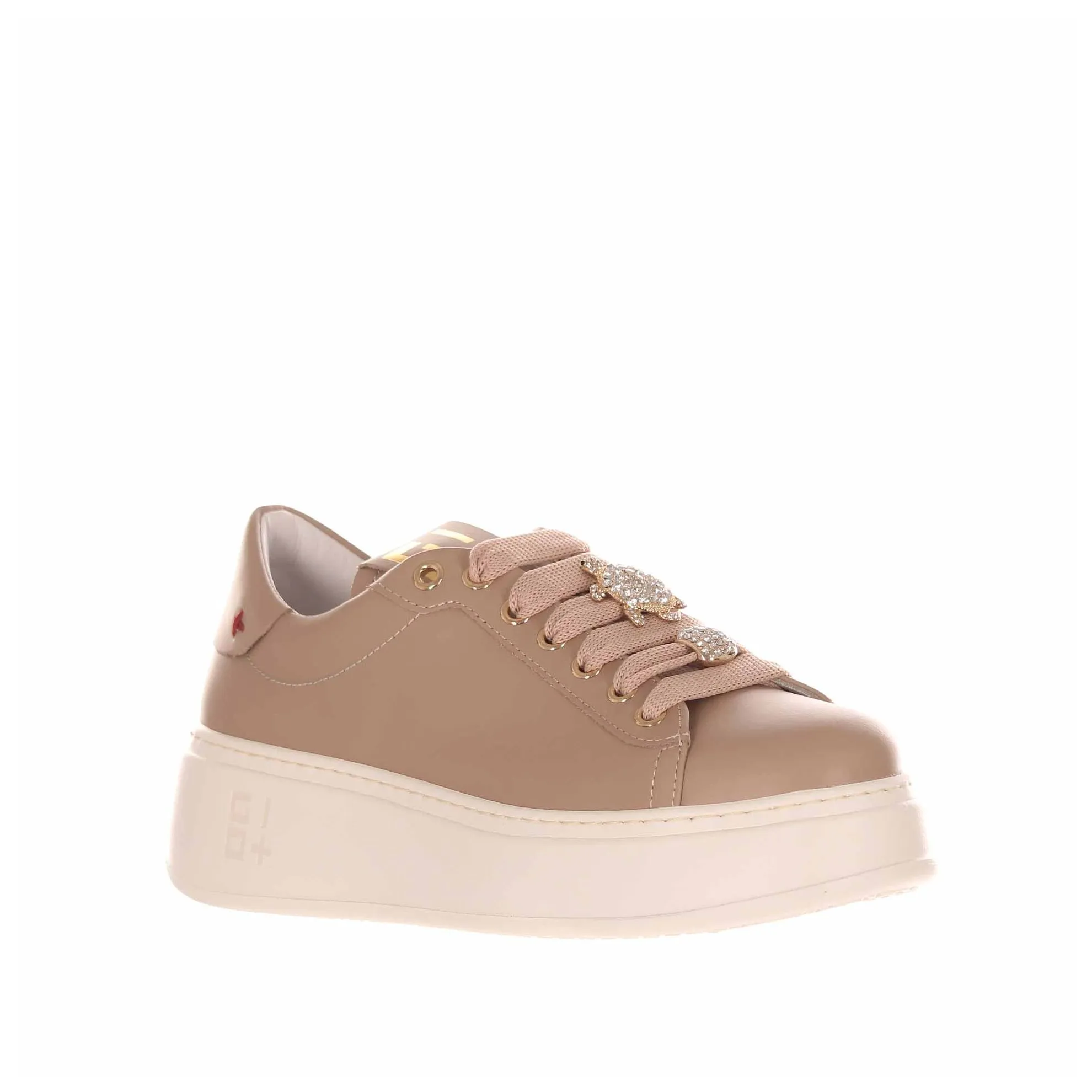 Sneaker in pelle con accessorio gioiello