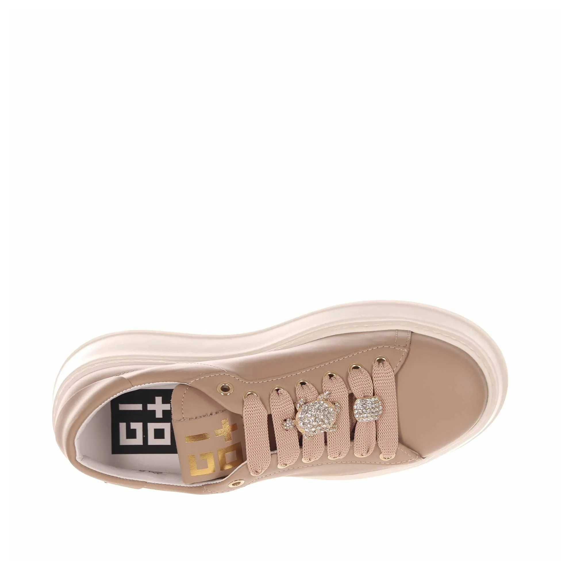 Sneaker in pelle con accessorio gioiello