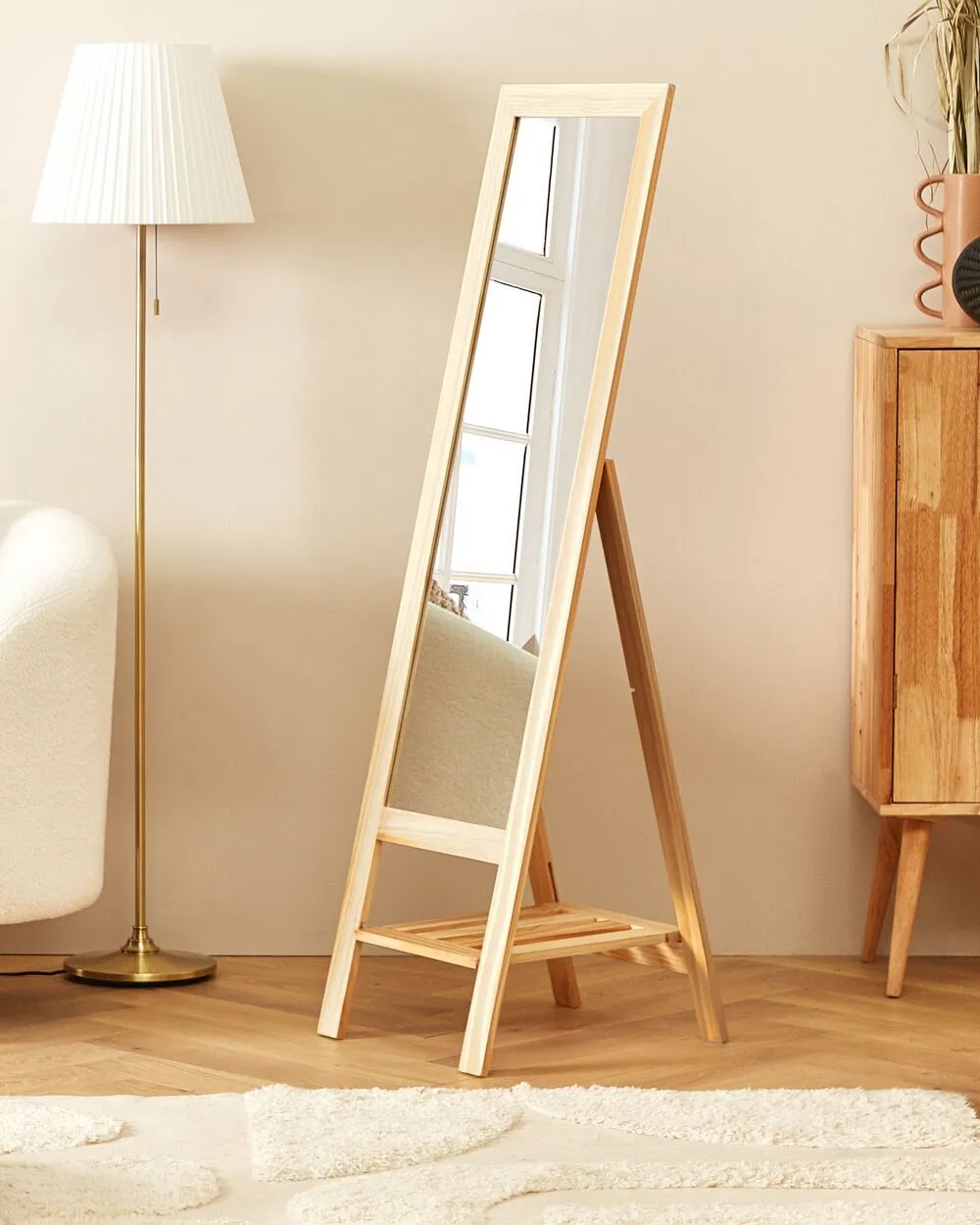 Specchio da parete con ripiano LUISANT 145 cm Legno Marrone chiaro