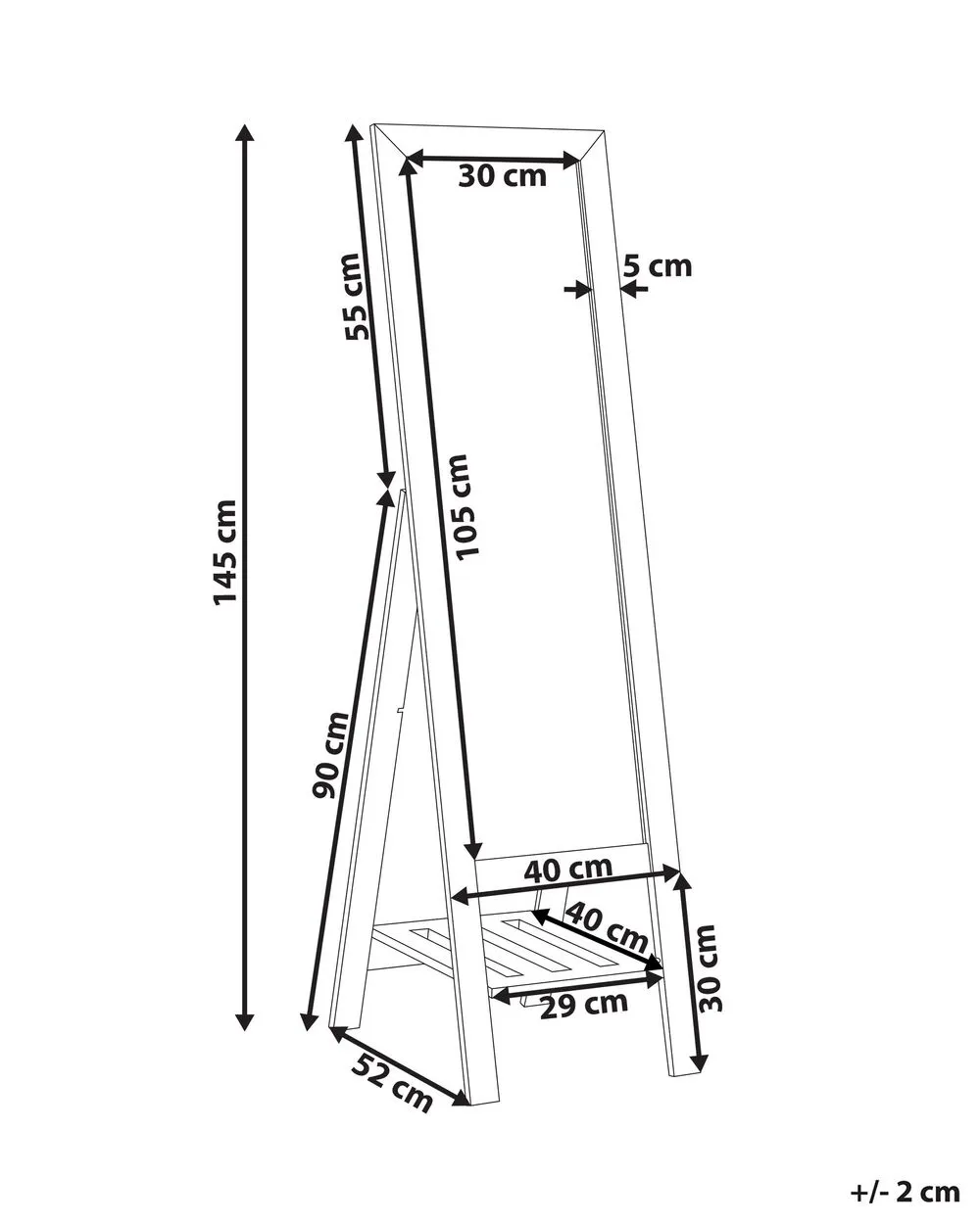 Specchio da parete con ripiano LUISANT 145 cm Legno Marrone chiaro