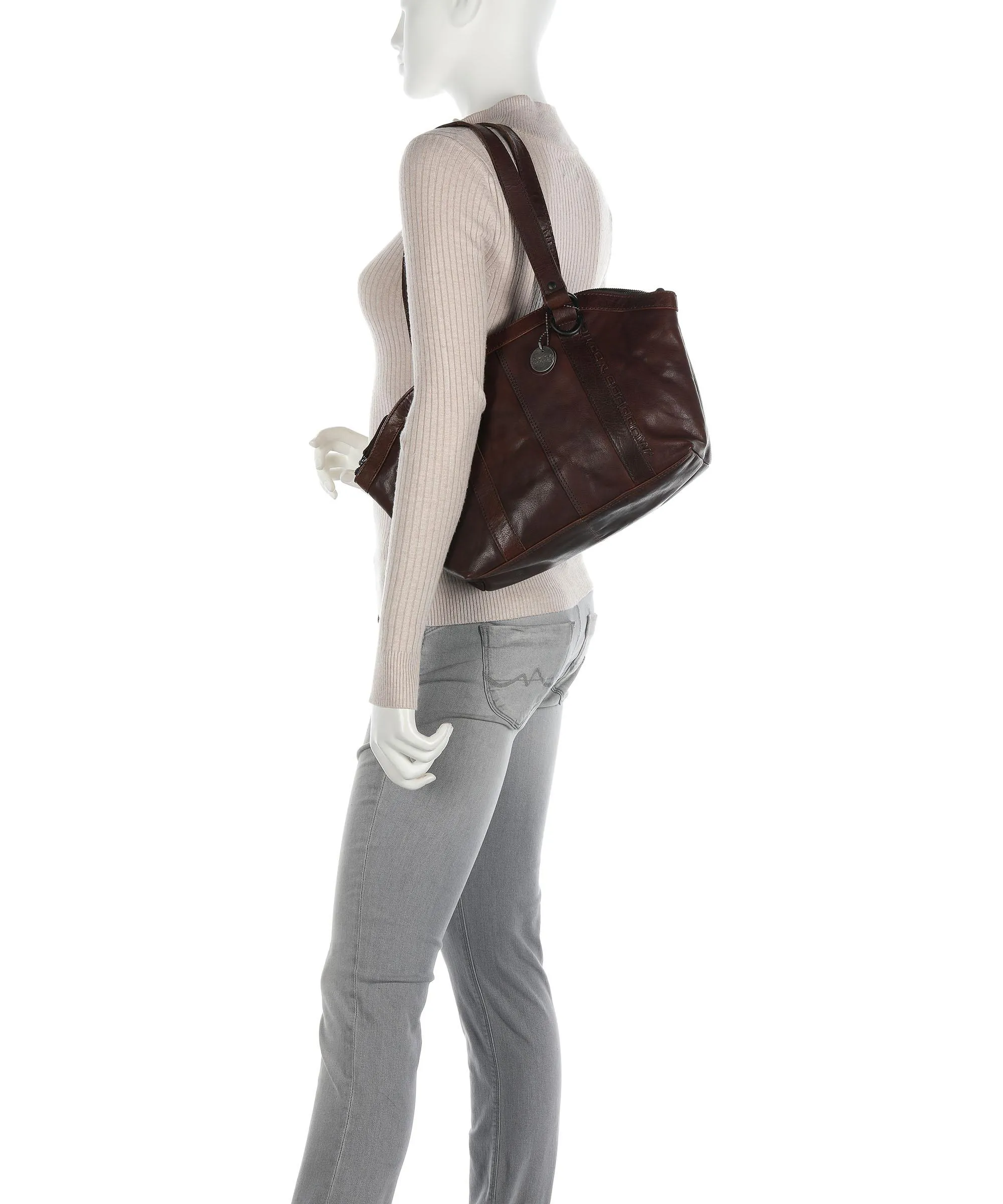  Spikes & Sparrow Bronco Borsa a spalla pelle di bufalo marrone scuro  