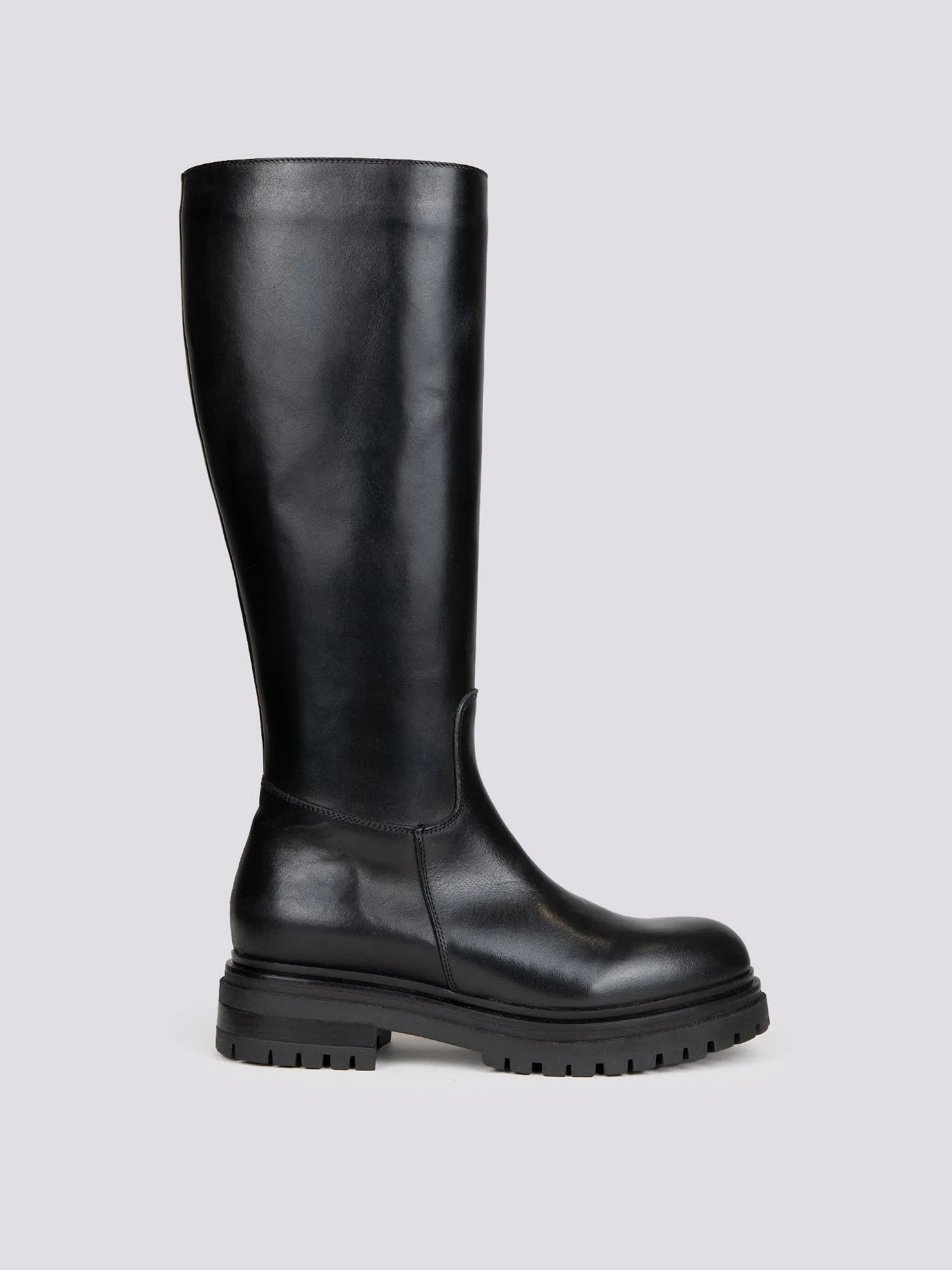 STIVALE ALTO CON MAXI PARA IN PELLE NERA