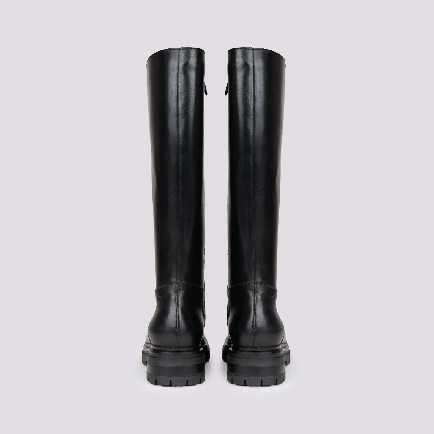 STIVALE ALTO CON MAXI PARA IN PELLE NERA