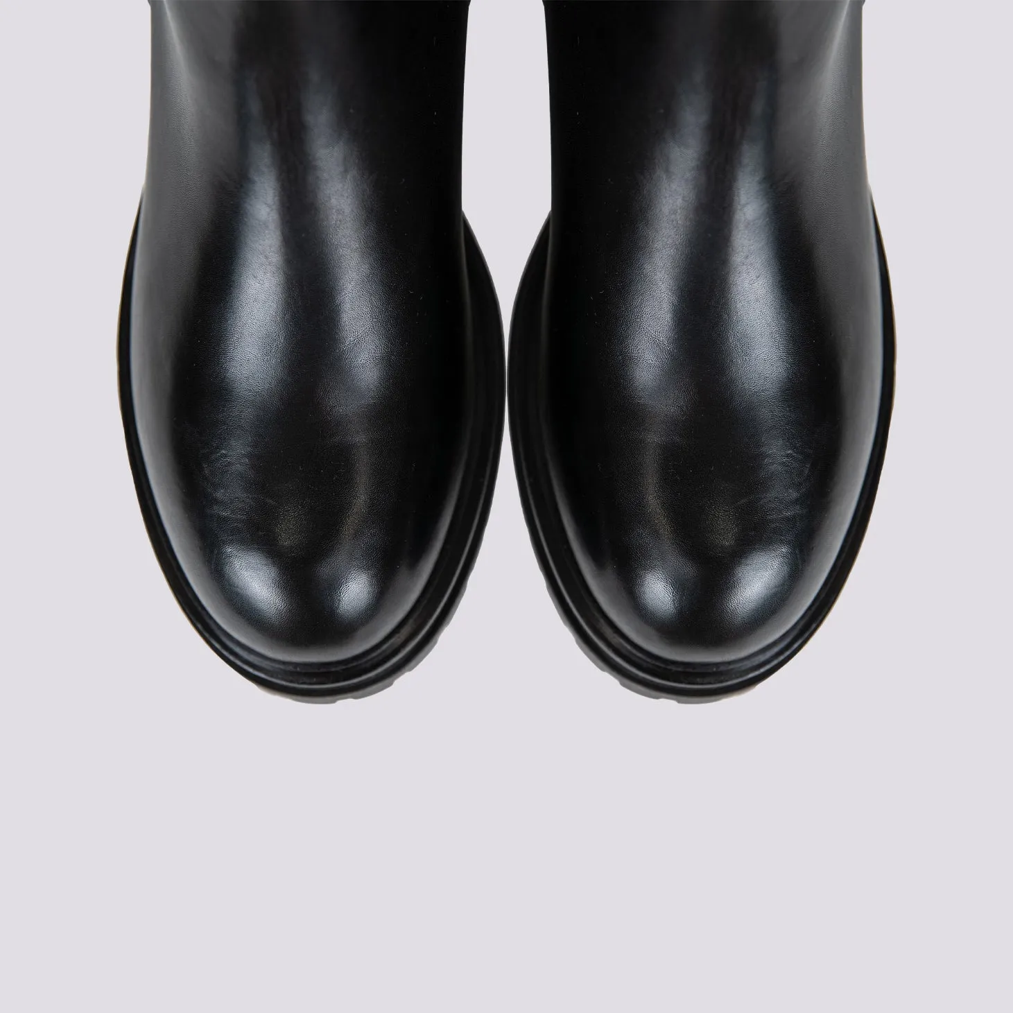 STIVALE ALTO CON MAXI PARA IN PELLE NERA