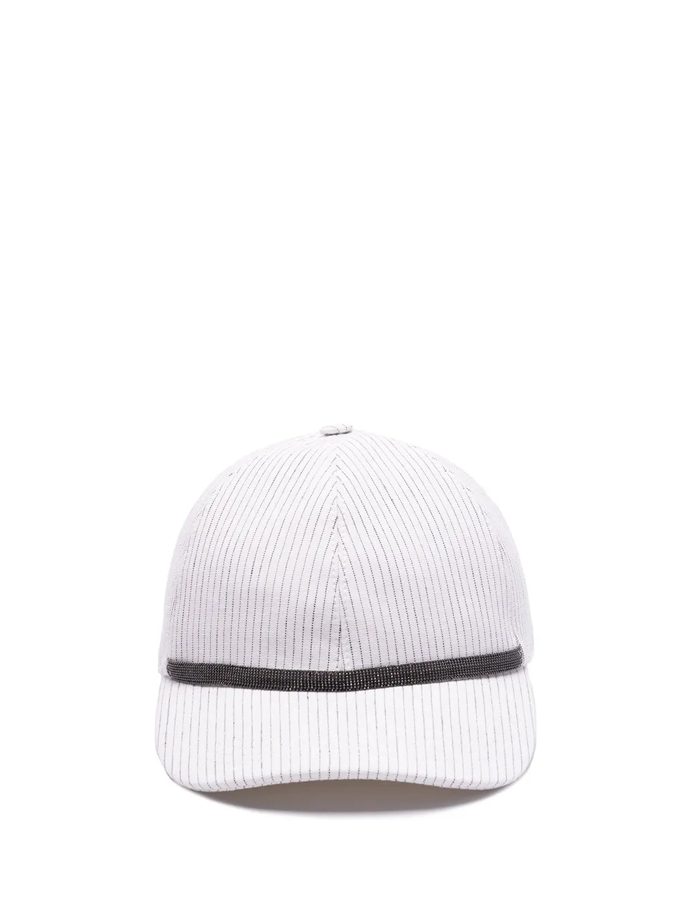 Striped Baseball Cap With Shiny Band