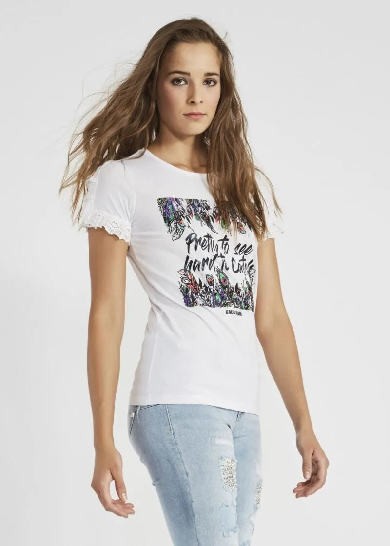 T-shirt con pizzo