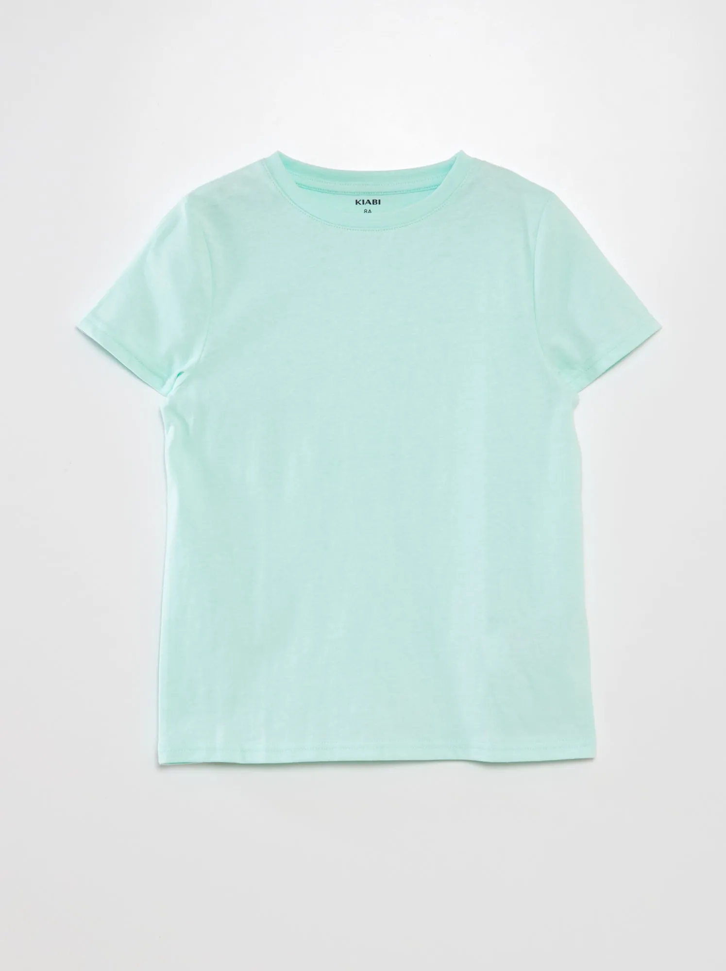 T-shirt tinta unita con scollo tondo - VERDE