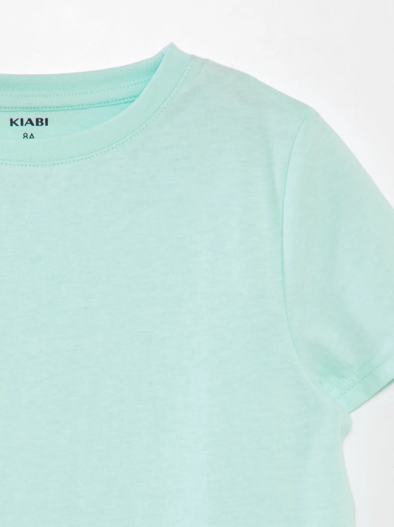 T-shirt tinta unita con scollo tondo - VERDE