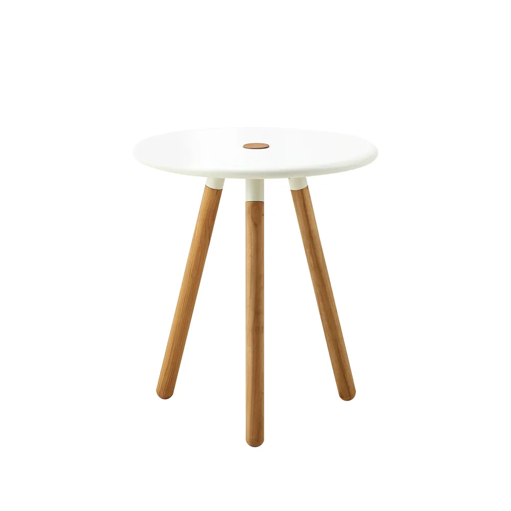 Tavolo/seggio Area Ø40 cm.js{font-size:18px}Bianco, gambe in teak