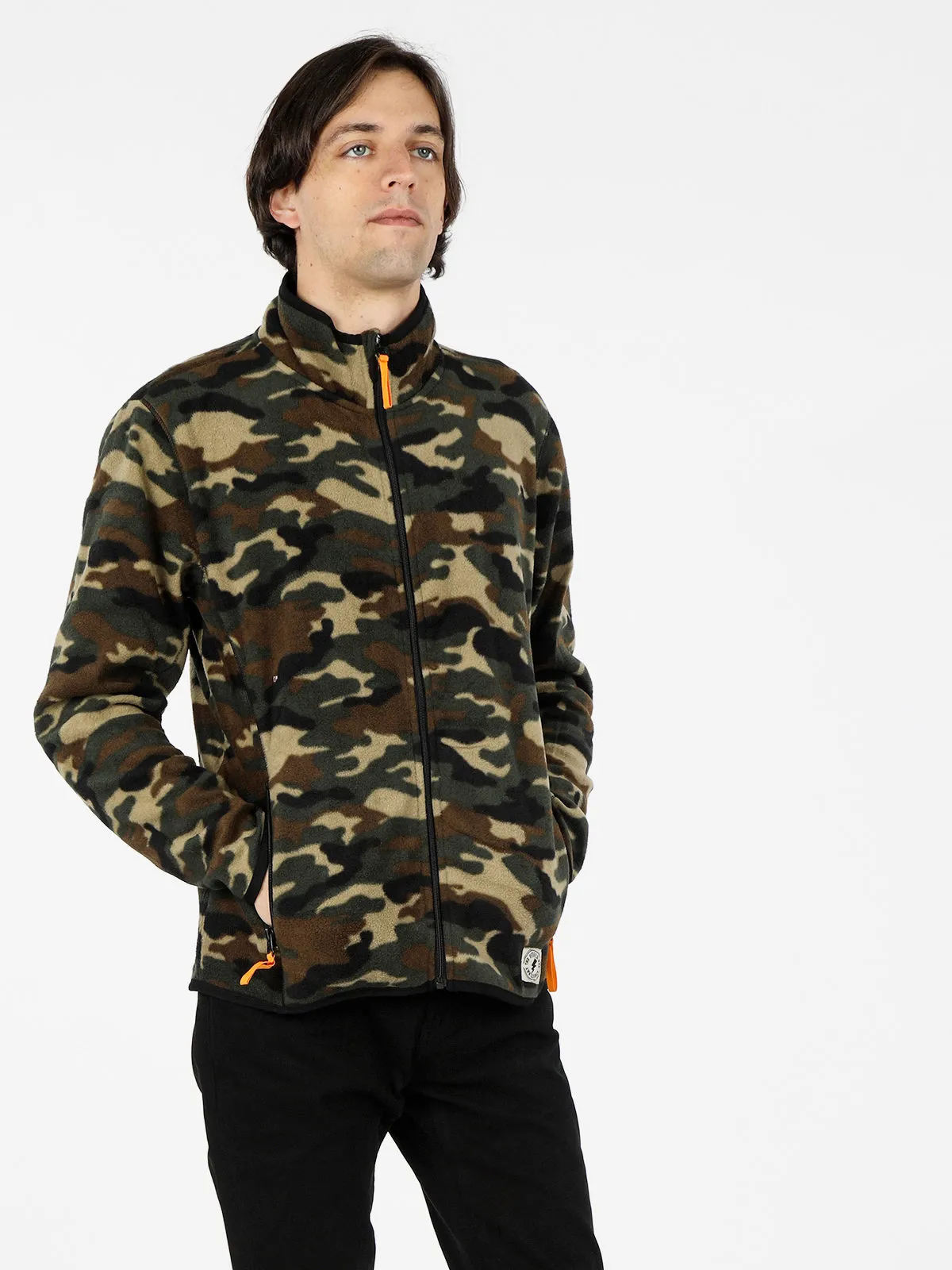 The People Rep Sweat-shirt militaire en polaire avec zip pour homme