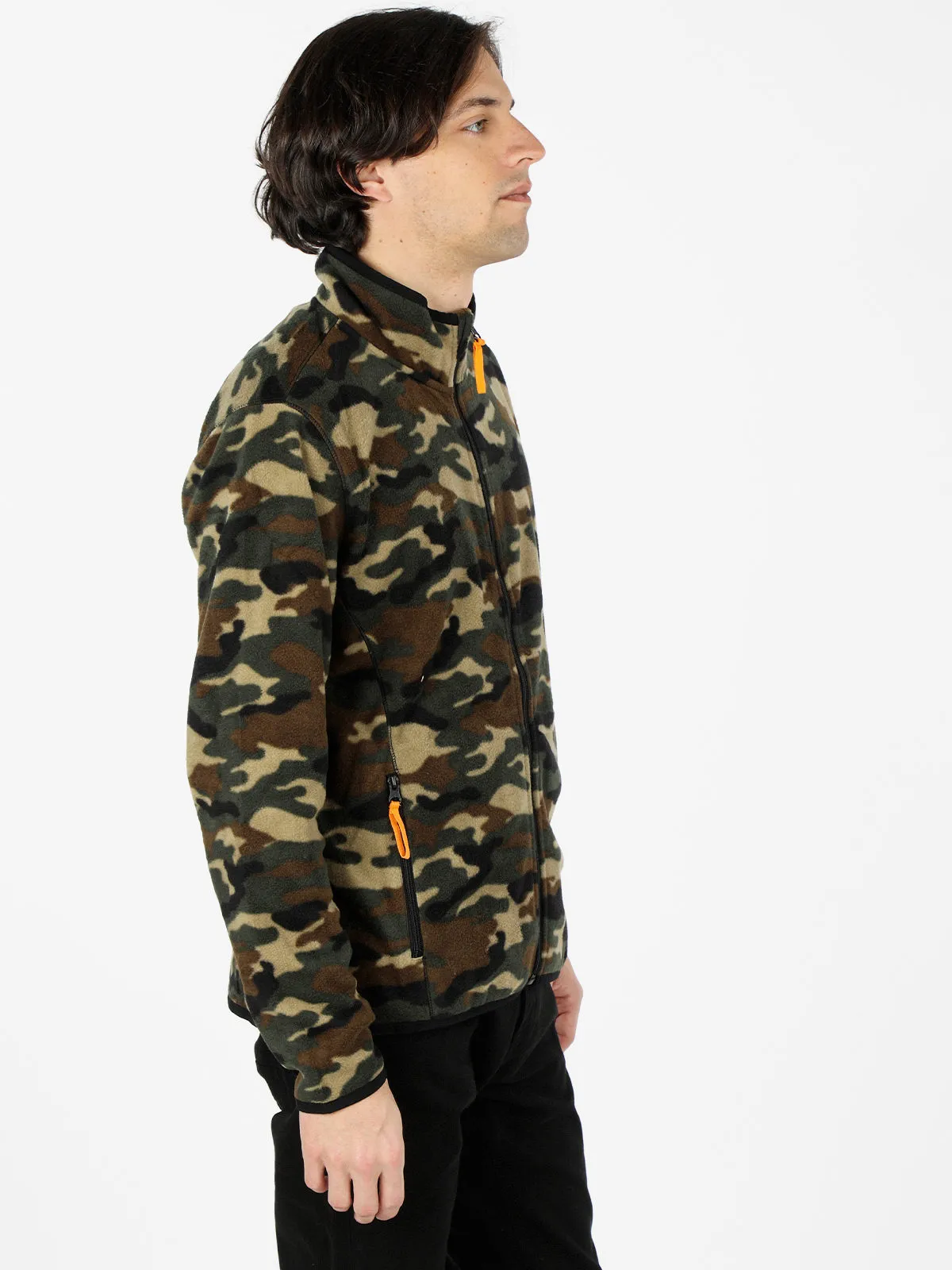 The People Rep Sweat-shirt militaire en polaire avec zip pour homme