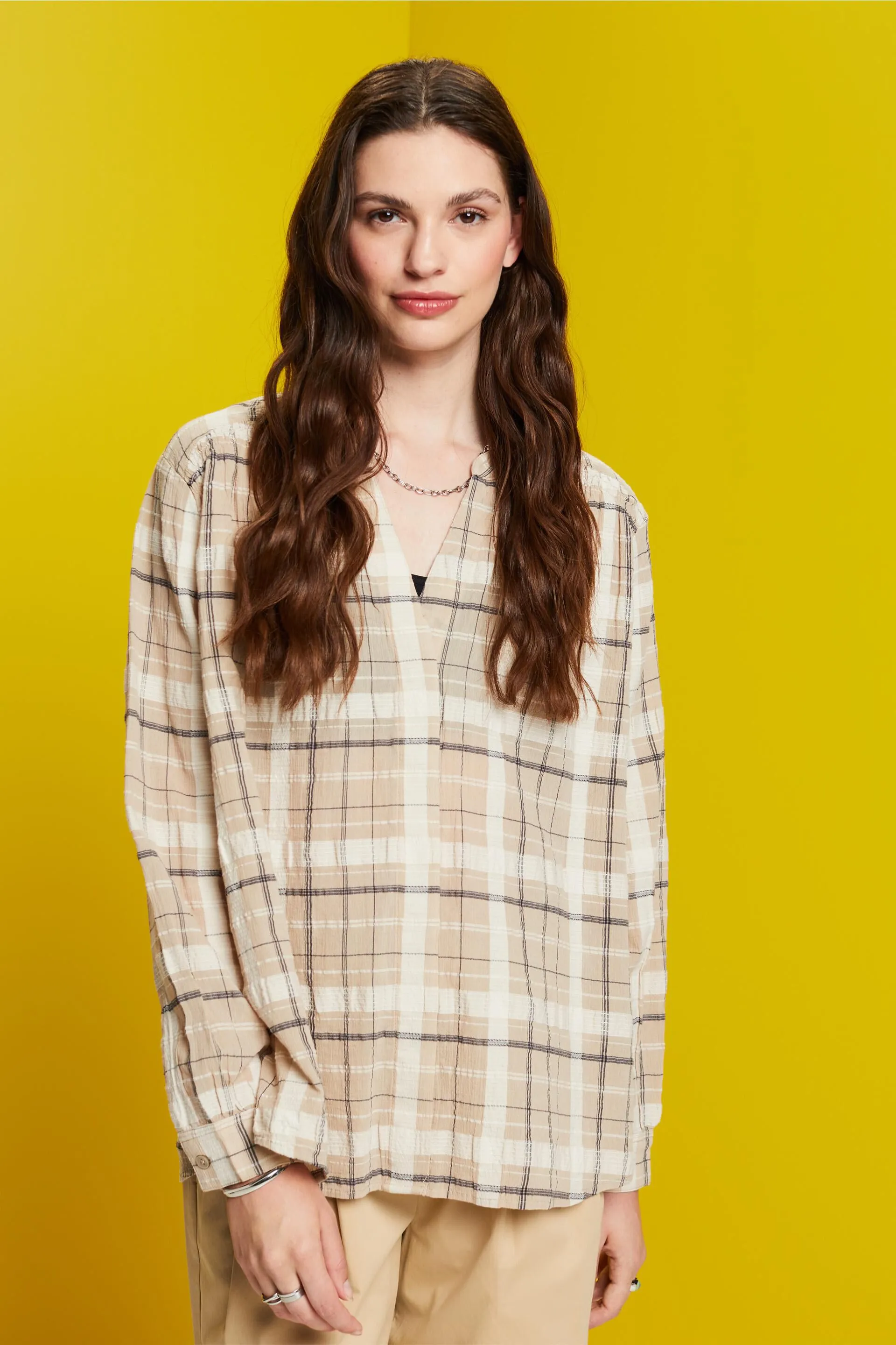 Top blusato con struttura, 100% cotone
