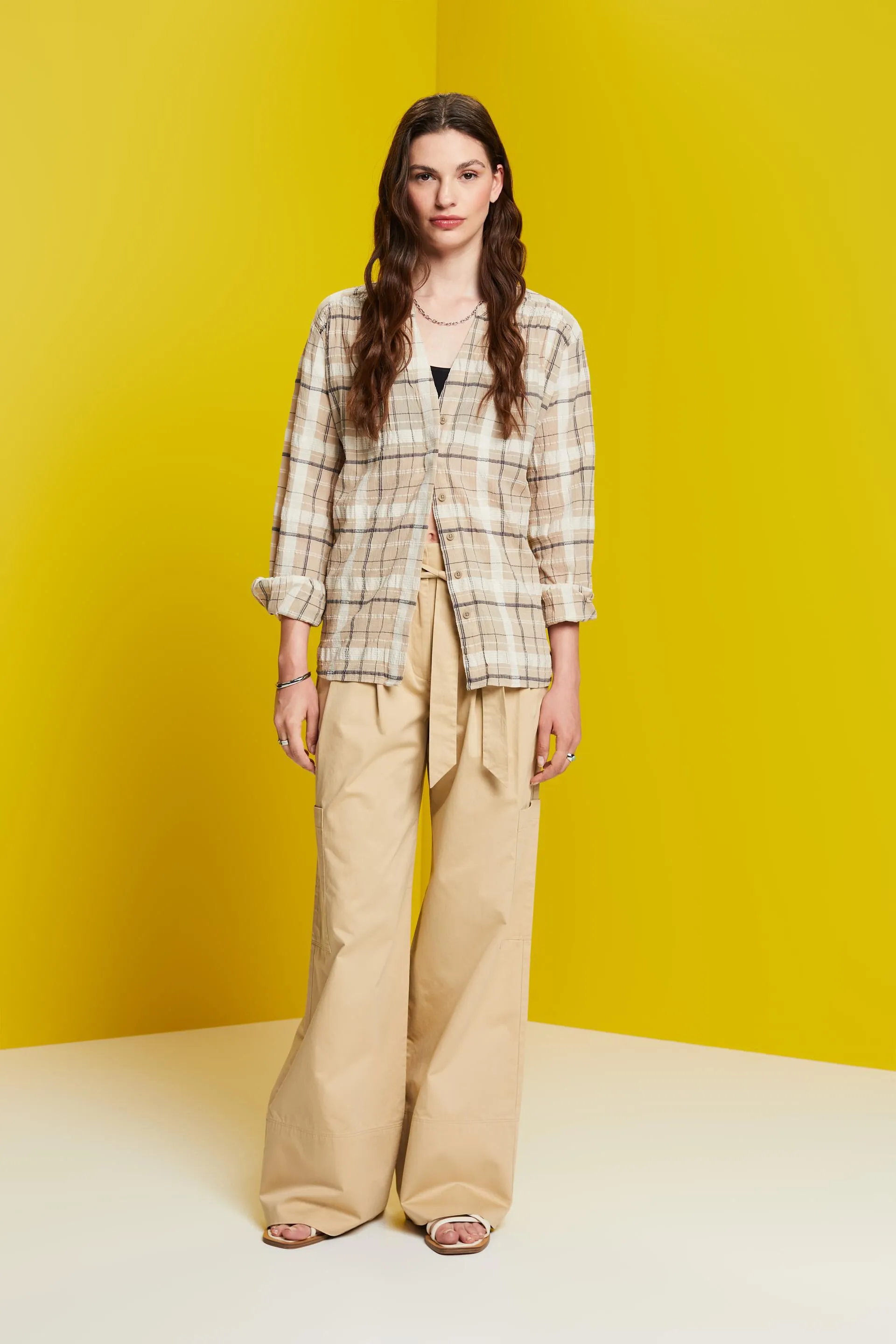 Top blusato con struttura, 100% cotone