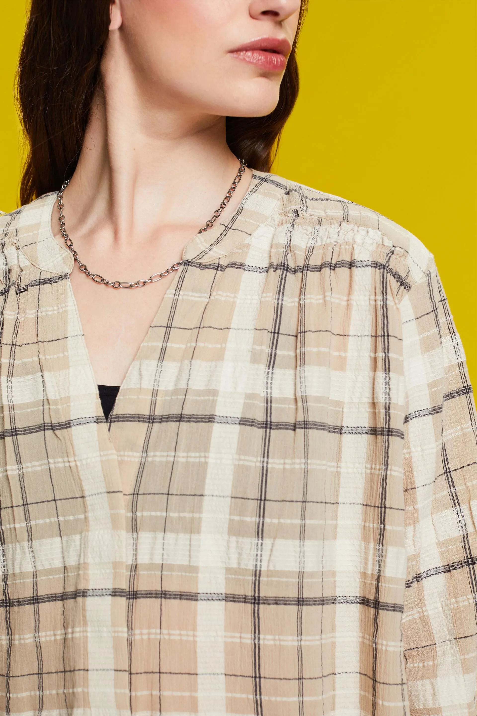 Top blusato con struttura, 100% cotone