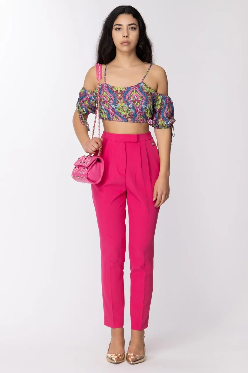 Top con stampa e maniche a palloncino MULTICOLOR ROSA