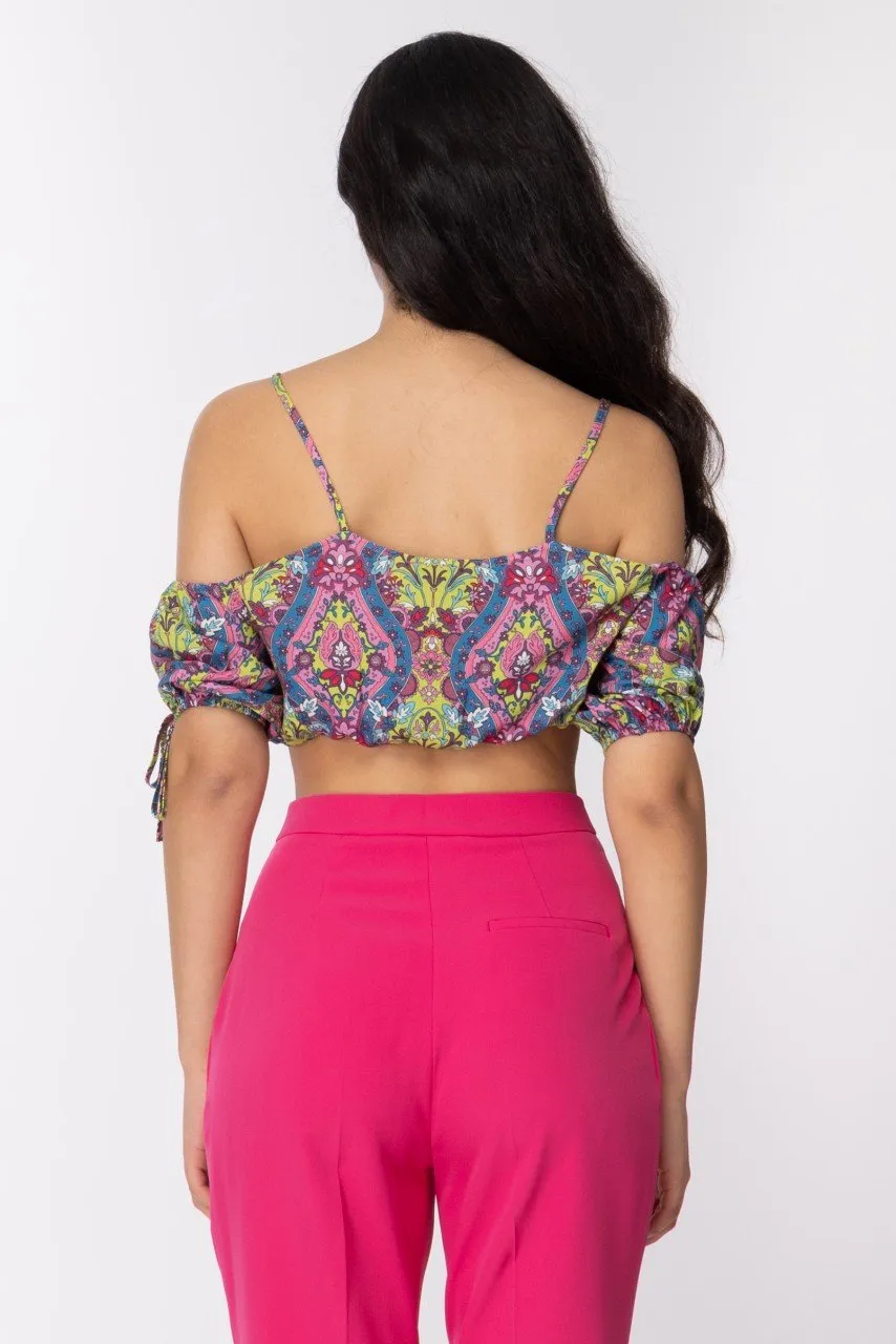 Top con stampa e maniche a palloncino MULTICOLOR ROSA