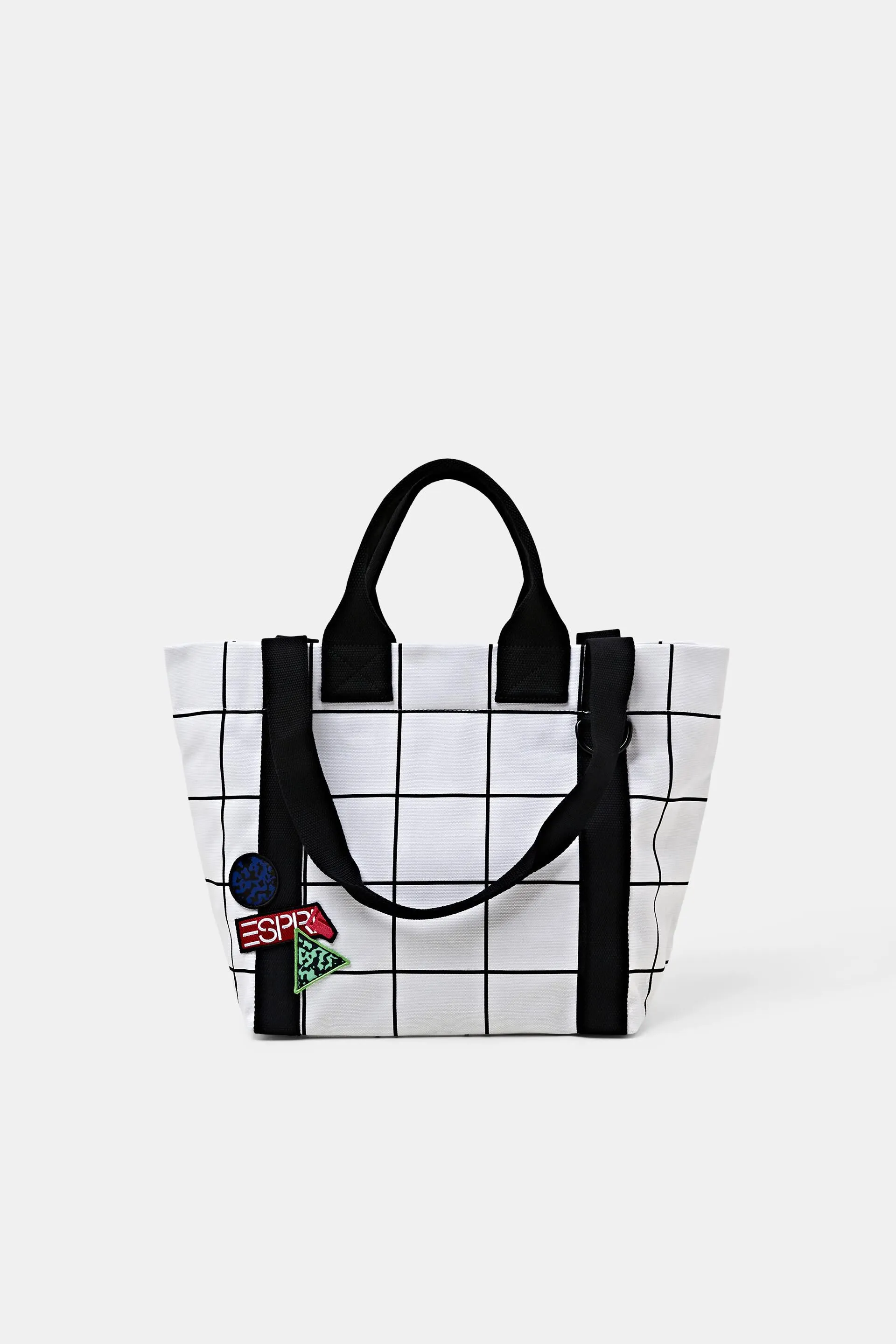 Tote bag in canvas di cotone con stampa a quadri