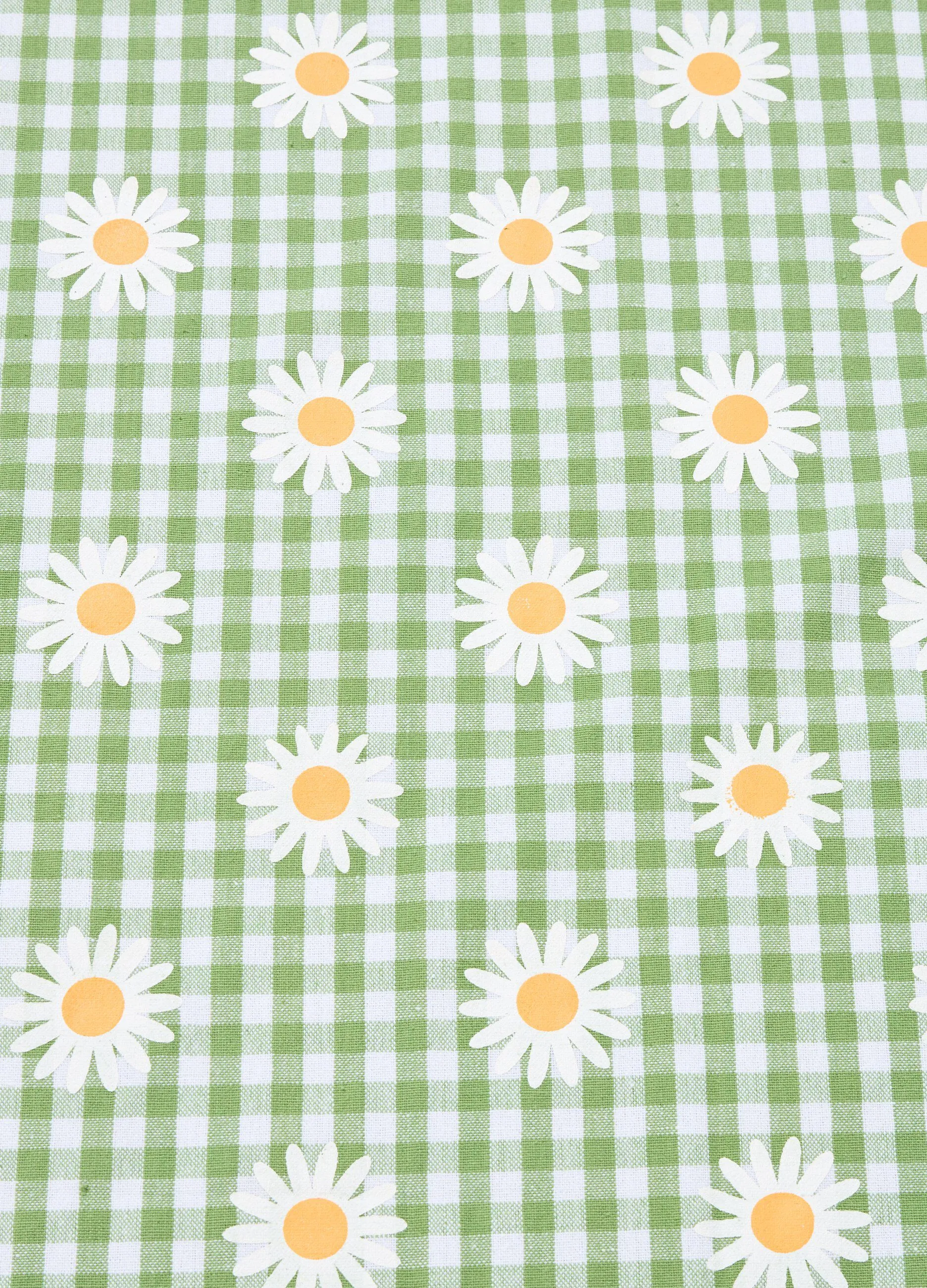 Tovaglia 8 posti in cotone con motivo a quadri e fiori
