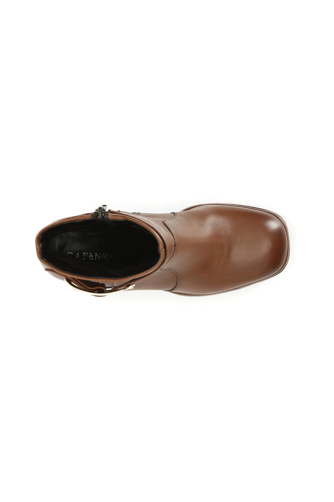tronchetto donna in pelle con fibbia cognac