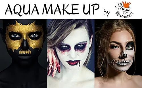Trucco Acqua Premium con Spugna per Feste per Bambini Feste a Tema Carnevale di Halloween Zombie vampiri Clown Bianca