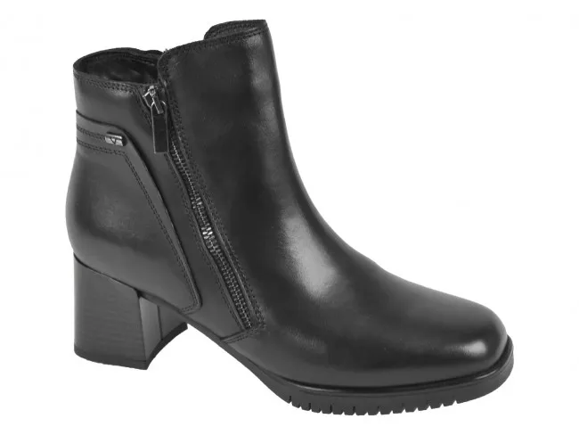 VALLEVERDE SCARPE TRONCHETTI IN PELLE DONNA INVERNO V49101  STIVALETTI NERO