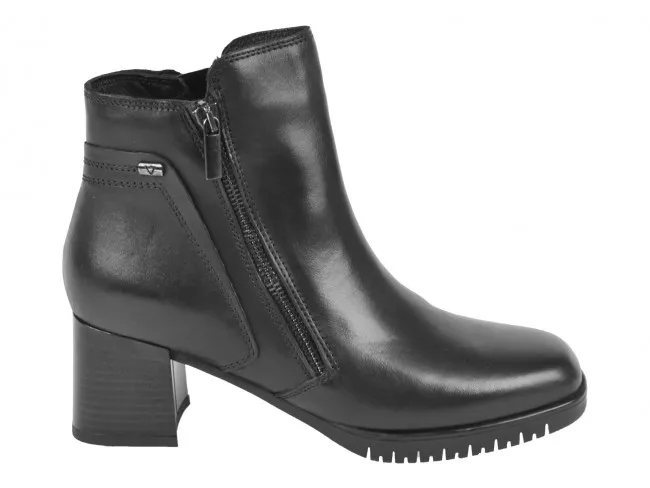 VALLEVERDE SCARPE TRONCHETTI IN PELLE DONNA INVERNO V49101  STIVALETTI NERO