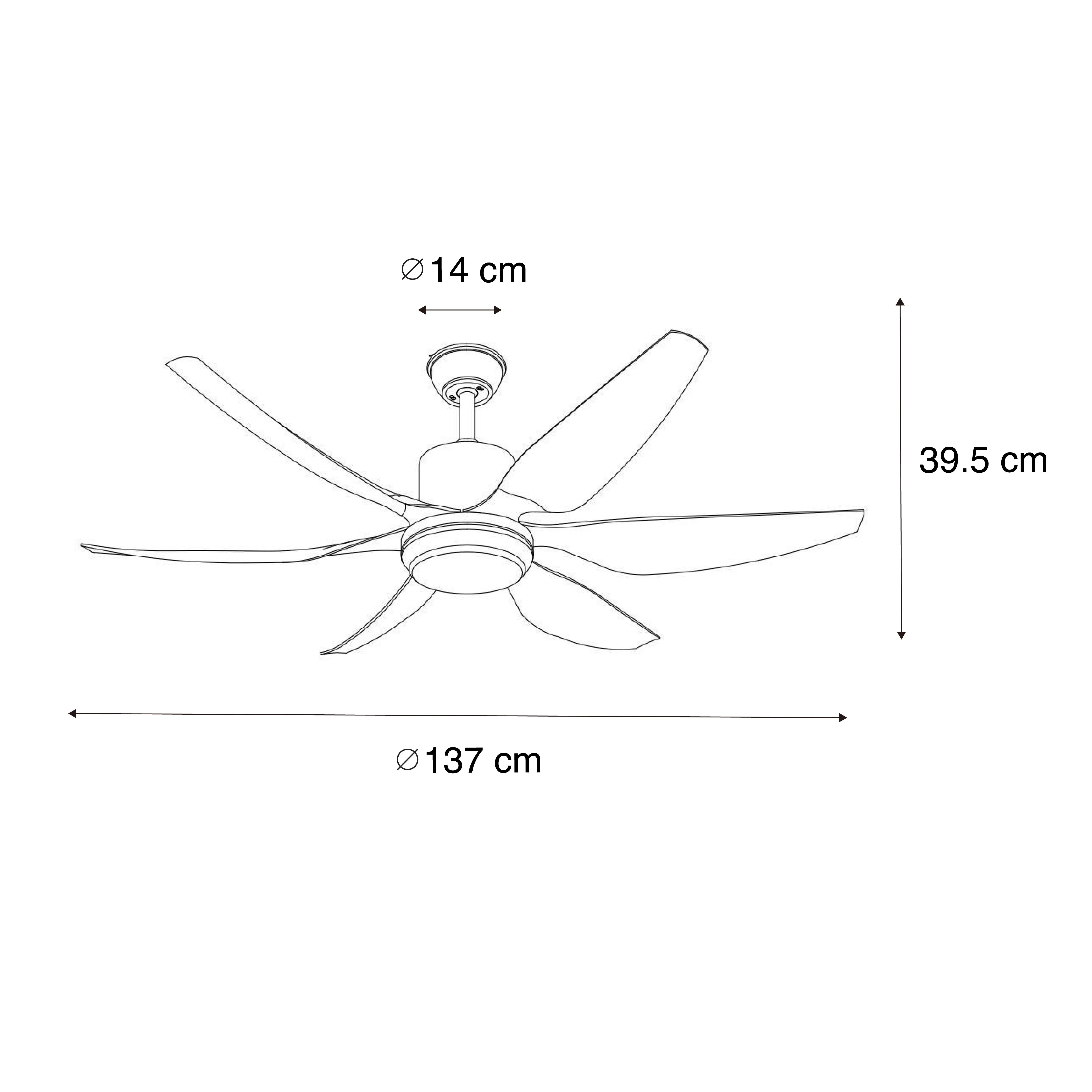 Ventilatore da soffitto bianco incl. LED e telecomando - Tak