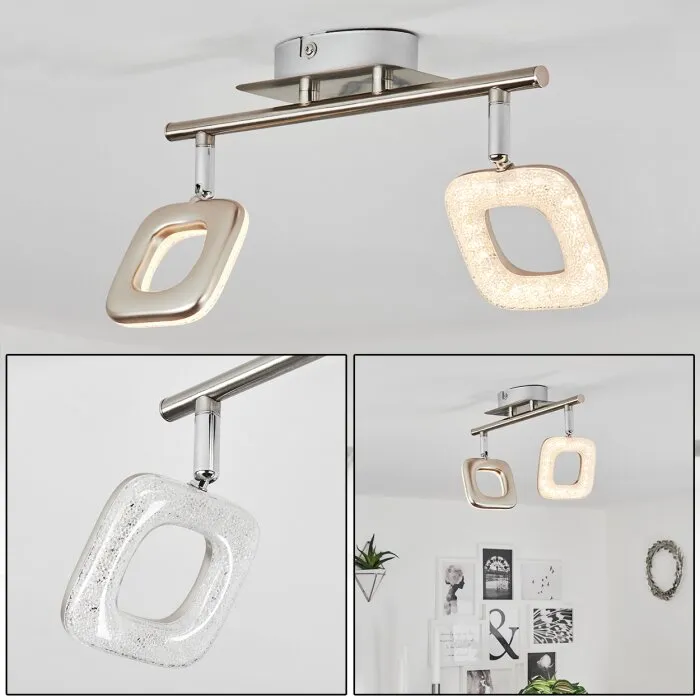 Villenauxe Plafoniera LED Cromo, Nichel opaco, 2-Luci