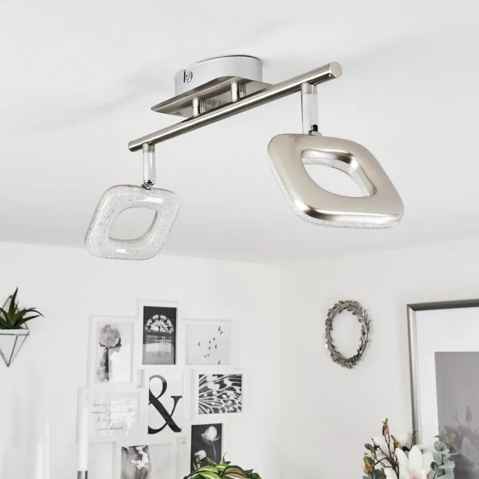 Villenauxe Plafoniera LED Cromo, Nichel opaco, 2-Luci