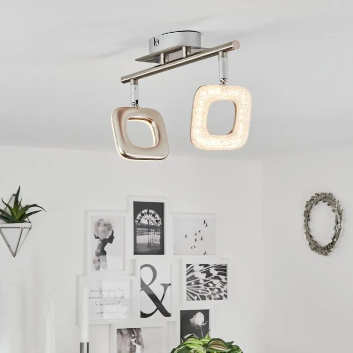Villenauxe Plafoniera LED Cromo, Nichel opaco, 2-Luci