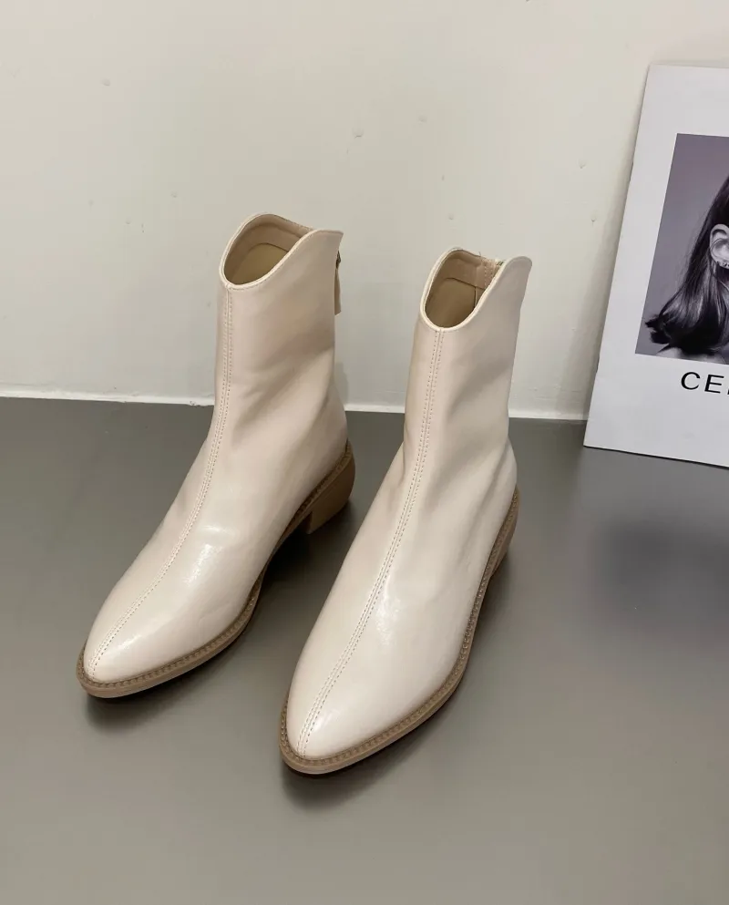 White Mid-calf Long Western Cowboy Boots Women's Shoes New Spring And Autumn Brown Tall Knight Boots