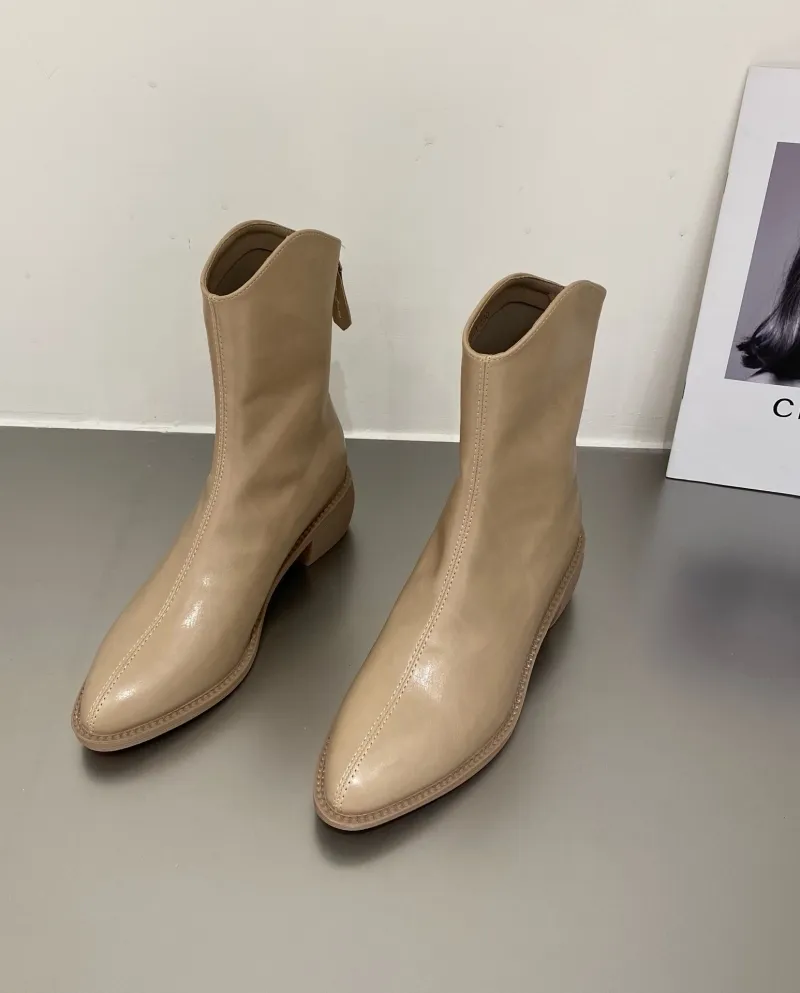 White Mid-calf Long Western Cowboy Boots Women's Shoes New Spring And Autumn Brown Tall Knight Boots