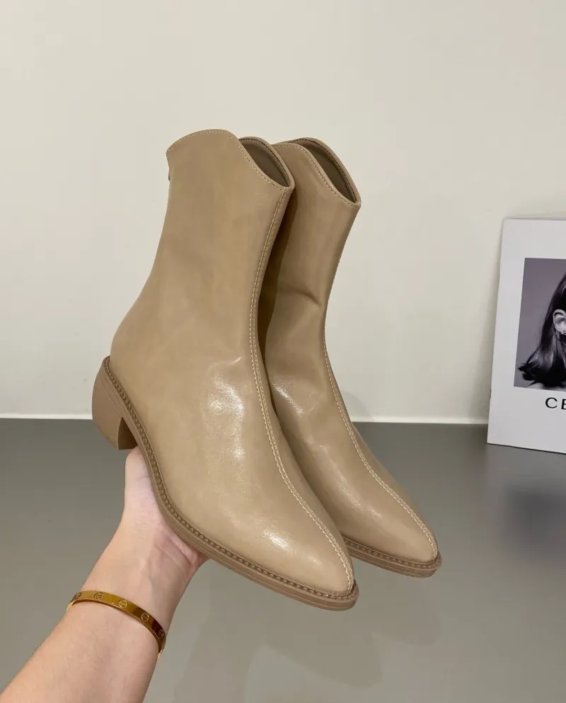 White Mid-calf Long Western Cowboy Boots Women's Shoes New Spring And Autumn Brown Tall Knight Boots